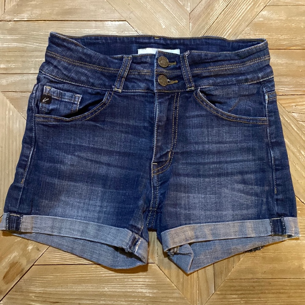 Kancan Girls Signature Buckle Stretch Highrise Button Shorts 14 Stitched Cuff